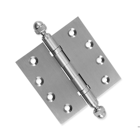 Embassy 4-1/2 x 4-1/2 Solid Brass Ball Bearing Hinge, Satin Nickel Finish Acorn Tips 4545BBUS15A-1